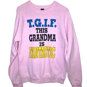 Vintage Screen Stars T.G.I.F This Grandma Is Fantastic Light Pink Sweatshirt L